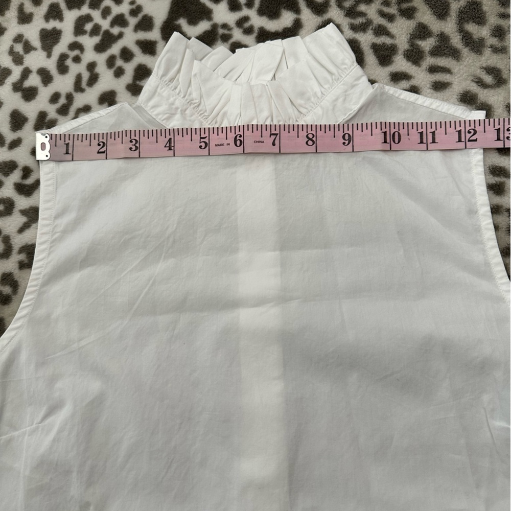Frame Ruffle Mock Neck Sleeveless Blouse in White Size XS - Picture 13 of 16